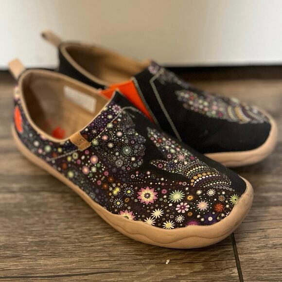 UIN Pray for Goodness Women’s Canvas Slip-On Shoes Size 7.5 Black Floral artsy - Picture 6 of 11